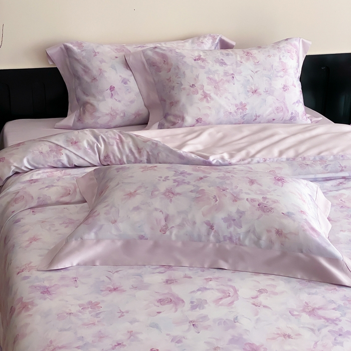 91家纺网 家纺一手货源 找家纺 云栖家居 2025天丝棉数码印花四件套 花间拾光-紫