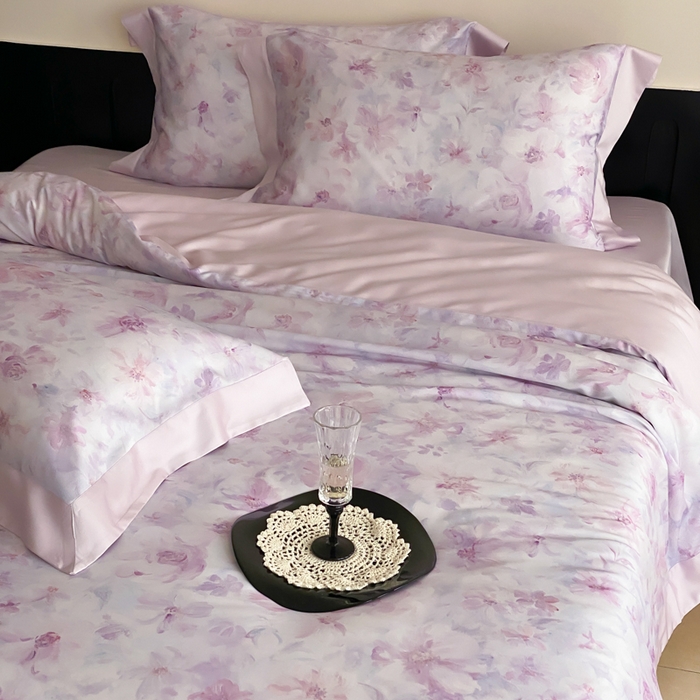 91家纺网 家纺一手货源 找家纺 云栖家居 2025天丝棉数码印花四件套 花间拾光-紫