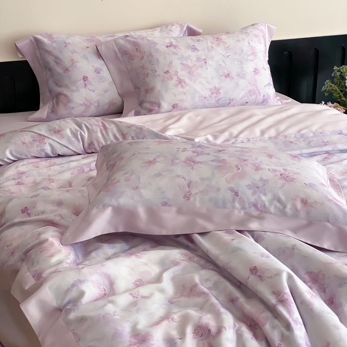 91家纺网 家纺一手货源 找家纺 云栖家居 2025天丝棉数码印花四件套 花间拾光-紫