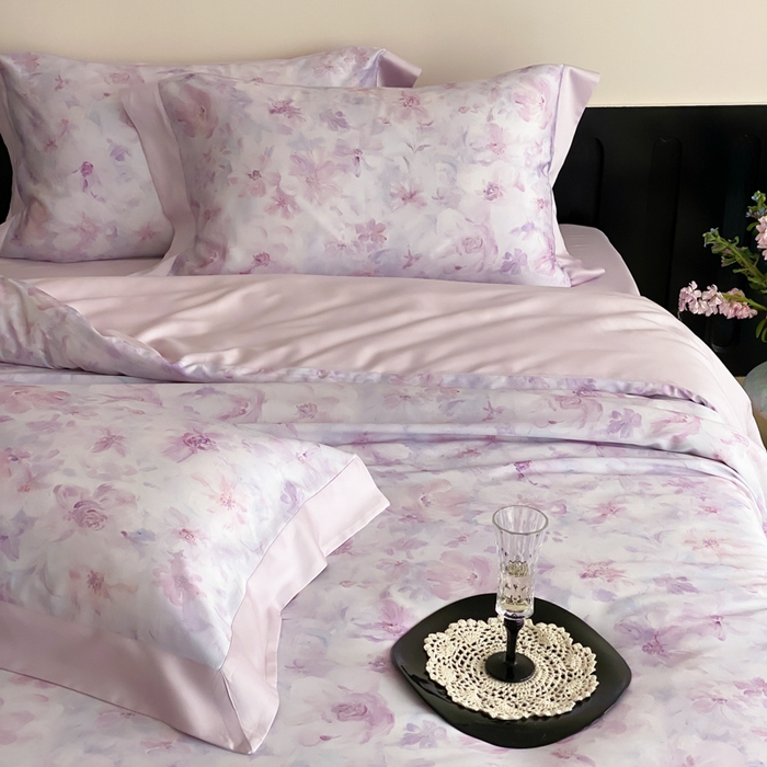 91家纺网 家纺一手货源 找家纺 云栖家居 2025天丝棉数码印花四件套 花间拾光-紫