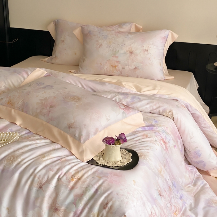 91家纺网 家纺一手货源 找家纺 云栖家居 2025天丝棉数码印花四件套 花涧如梦