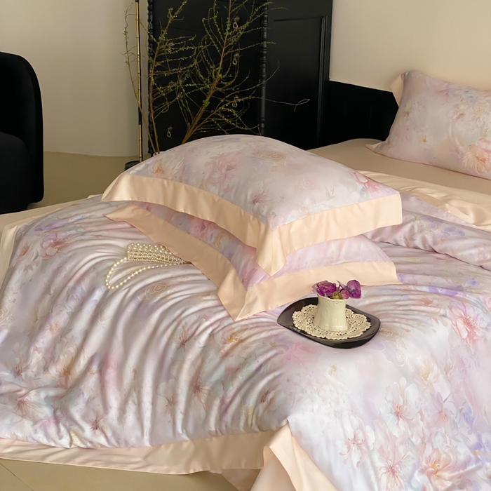 91家纺网 家纺一手货源 找家纺 云栖家居 2025天丝棉数码印花四件套 花涧如梦