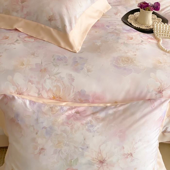 91家纺网 家纺一手货源 找家纺 云栖家居 2025天丝棉数码印花四件套 花涧如梦