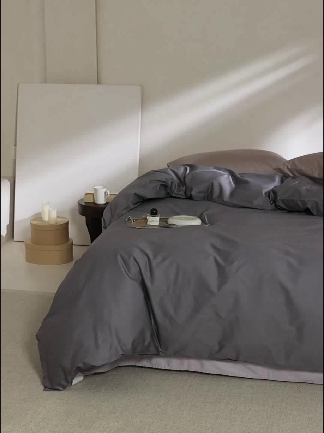 91家纺网 家纺一手货源 找家纺 棉眠 2025新款长绒棉纯色单品系列-单床单 碳木灰