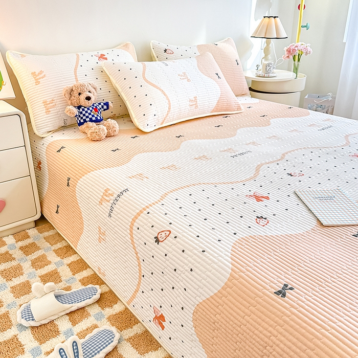 91家纺网 家纺一手货源 找家纺 橘夏家纺 2025新款双层纱小云棉床盖单床盖床盖单件 莓蝶之恋--玉蝶引力