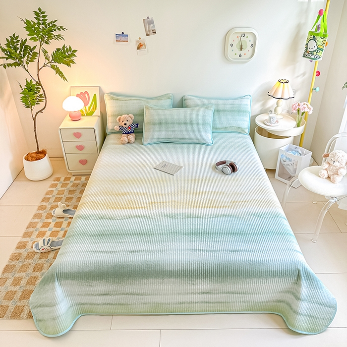 91家纺网 家纺一手货源 找家纺 橘夏家纺 2025新款双层纱小云棉床盖单床盖床盖单件 奇幻梦境--春云