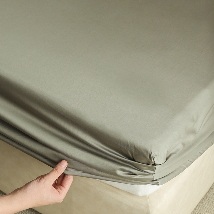 91家纺网 家纺一手货源 找家纺 棉眠 2025新款长绒棉纯色单品系列-单床笠 海藻绿