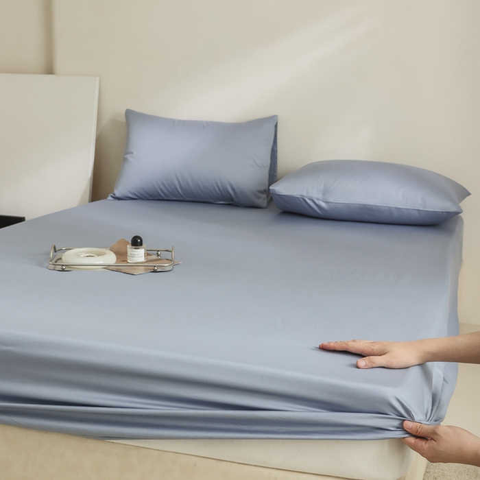 91家纺网 家纺一手货源 找家纺 棉眠 2025新款长绒棉纯色单品系列-单床笠 灰蓝