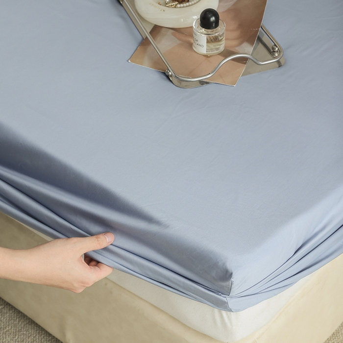 91家纺网 家纺一手货源 找家纺 棉眠 2025新款长绒棉纯色单品系列-单床笠 灰蓝