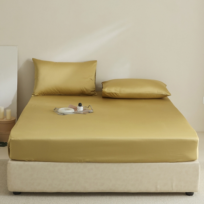 棉眠 2025新款长绒棉纯色单品系列-单床笠 芥末黄