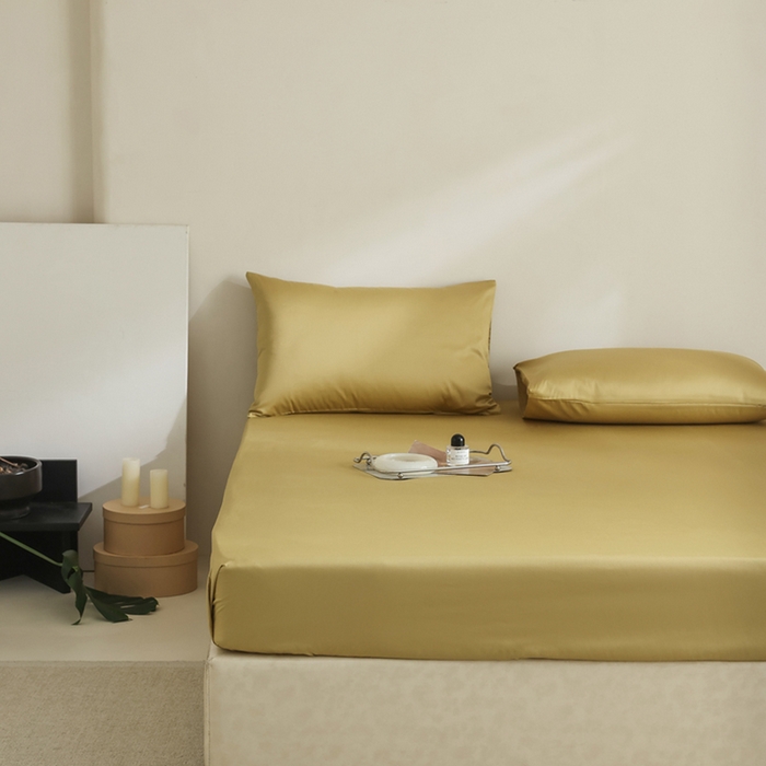 91家纺网 家纺一手货源 找家纺 棉眠 2025新款长绒棉纯色单品系列-单床笠 芥末黄