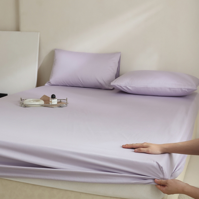 91家纺网 家纺一手货源 找家纺 棉眠 2025新款长绒棉纯色单品系列-单床笠 浅紫