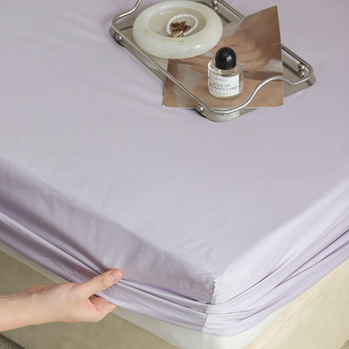 91家纺网 家纺一手货源 找家纺 棉眠 2025新款长绒棉纯色单品系列-单床笠 浅紫