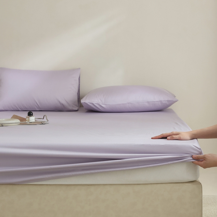 91家纺网 家纺一手货源 找家纺 棉眠 2025新款长绒棉纯色单品系列-单床笠 浅紫