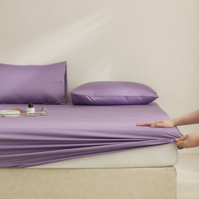 91家纺网 家纺一手货源 找家纺 棉眠 2025新款长绒棉纯色单品系列-单床笠 深紫