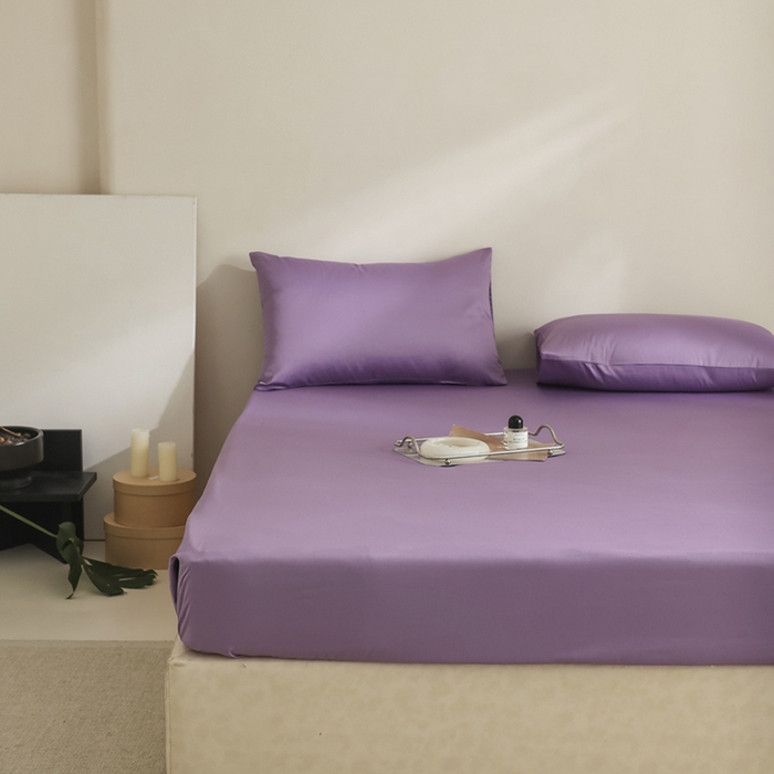 91家纺网 家纺一手货源 找家纺 棉眠 2025新款长绒棉纯色单品系列-单床笠 深紫