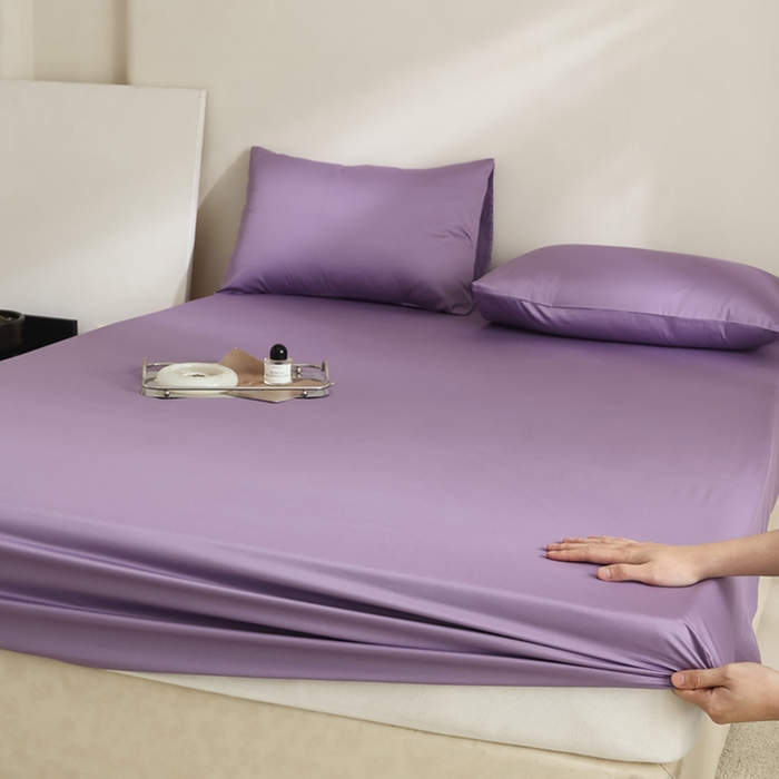 91家纺网 家纺一手货源 找家纺 棉眠 2025新款长绒棉纯色单品系列-单床笠 深紫