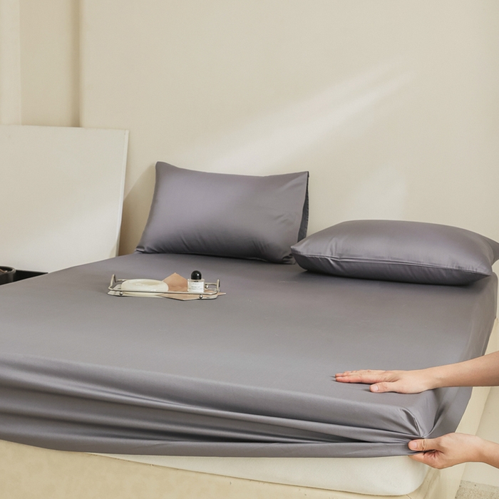 91家纺网 家纺一手货源 找家纺 棉眠 2025新款长绒棉纯色单品系列-单床笠 碳木灰