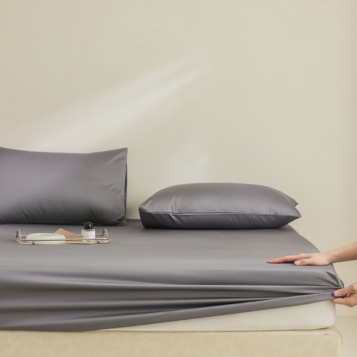 91家纺网 家纺一手货源 找家纺 棉眠 2025新款长绒棉纯色单品系列-单床笠 碳木灰