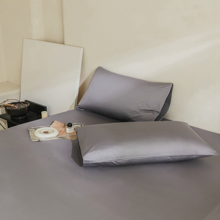 棉眠 2025新款长绒棉纯色单品系列-单枕套 碳木灰