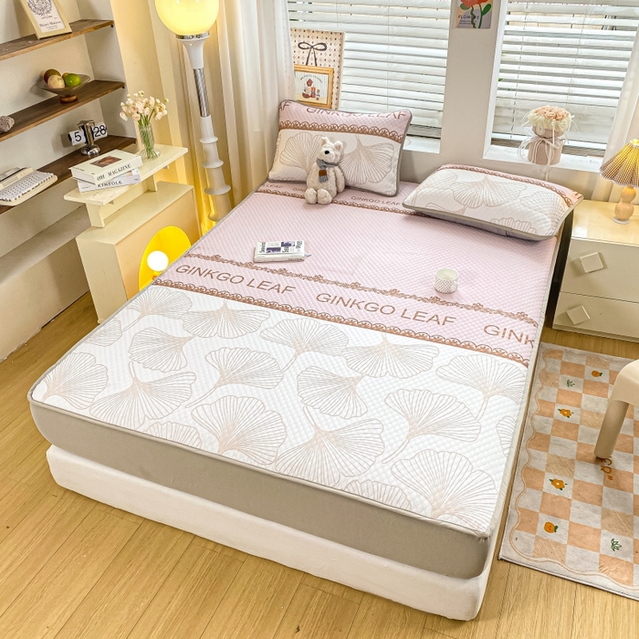 91家纺网 家纺一手货源 找家纺 （总）慕梵家居 2025新款冰豆豆数码印花圆网床笠款凉席席子三件套-床笠款