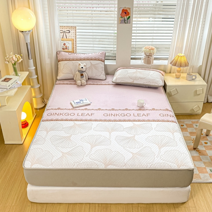 91家纺网 家纺一手货源 找家纺 （总）慕梵家居 2025新款冰豆豆数码印花圆网床笠款凉席席子三件套-床笠款