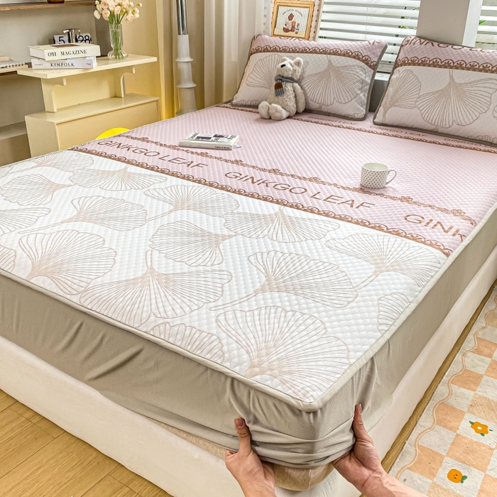 91家纺网 家纺一手货源 找家纺 （总）慕梵家居 2025新款冰豆豆数码印花圆网床笠款凉席席子三件套-床笠款