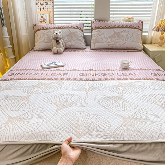 91家纺网 家纺一手货源 找家纺 （总）慕梵家居 2025新款冰豆豆数码印花圆网床笠款凉席席子三件套-床笠款