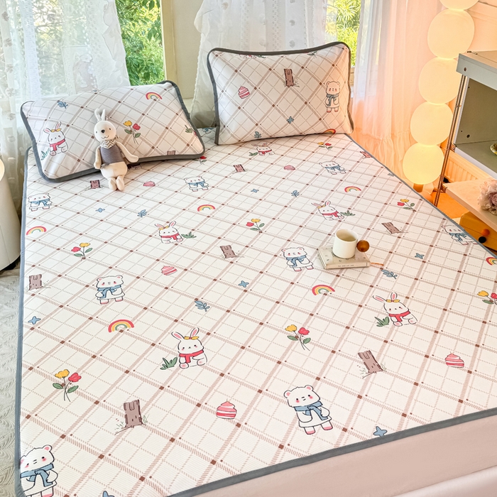 91家纺网 家纺一手货源 找家纺 （总）慕梵家居 2025新款冰豆豆斜纹数码印花床单款凉席席子三件套