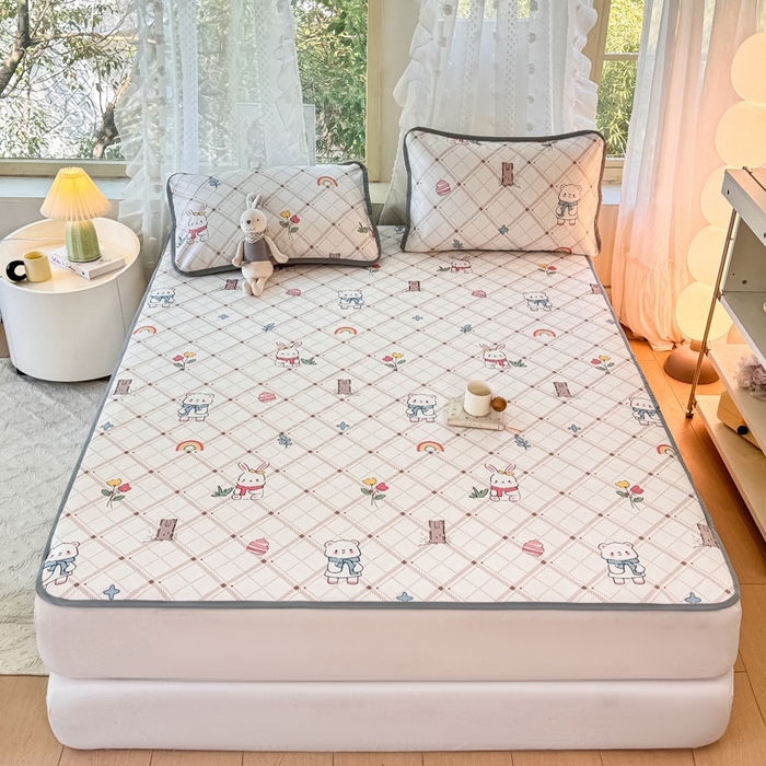 91家纺网 家纺一手货源 找家纺 （总）慕梵家居 2025新款冰豆豆斜纹数码印花床单款凉席席子三件套