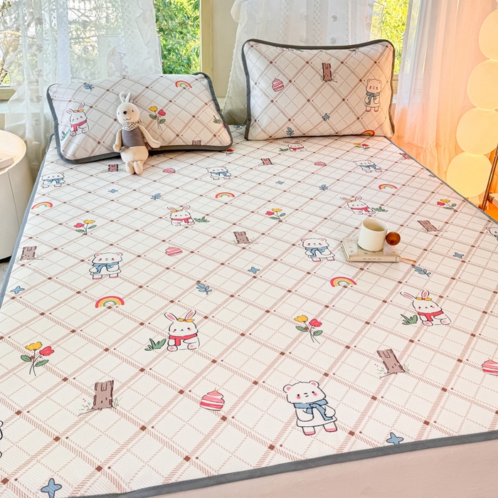 91家纺网 家纺一手货源 找家纺 （总）慕梵家居 2025新款冰豆豆斜纹数码印花床单款凉席席子三件套