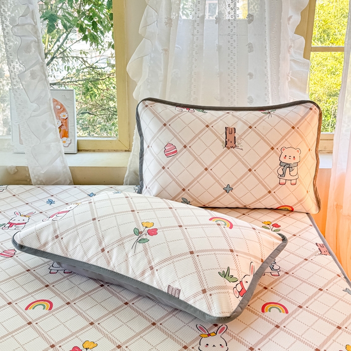 91家纺网 家纺一手货源 找家纺 （总）慕梵家居 2025新款冰豆豆斜纹数码印花床单款凉席席子三件套