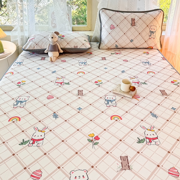 91家纺网 家纺一手货源 找家纺 （总）慕梵家居 2025新款冰豆豆斜纹数码印花床单款凉席席子三件套