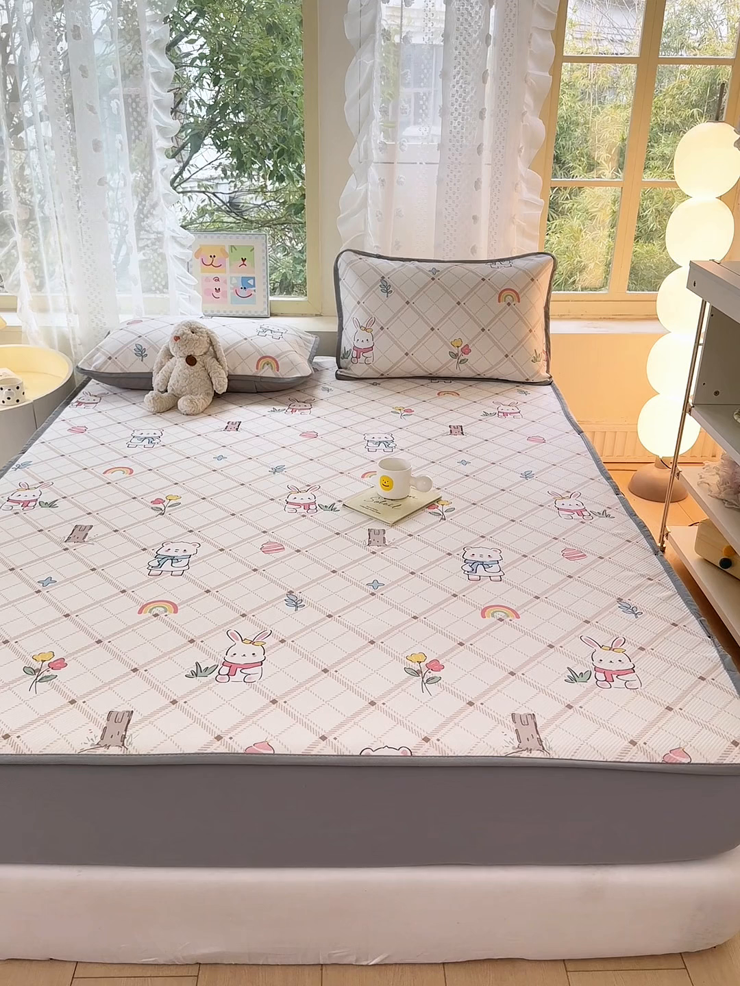 91家纺网 家纺一手货源 找家纺 （总）慕梵家居 2025新款冰豆豆斜纹数码印花床笠款凉席席子三件套