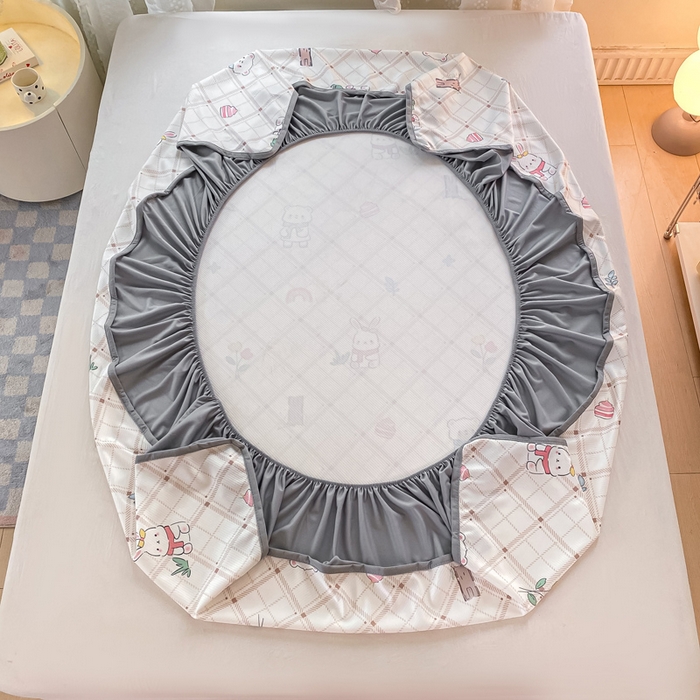 91家纺网 家纺一手货源 找家纺 （总）慕梵家居 2025新款冰豆豆斜纹数码印花床笠款凉席席子三件套