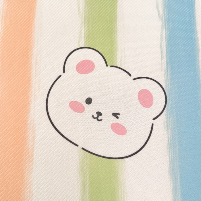 91家纺网 家纺一手货源 找家纺 慕梵家居 2025新款冰豆豆斜纹数码印花床笠款凉席席子三件套 彩虹小熊