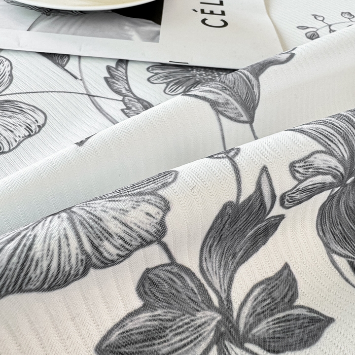 91家纺网 家纺一手货源 找家纺 慕梵家居 2025新款冰豆豆斜纹数码印花床笠款凉席席子三件套 蝶舞-灰