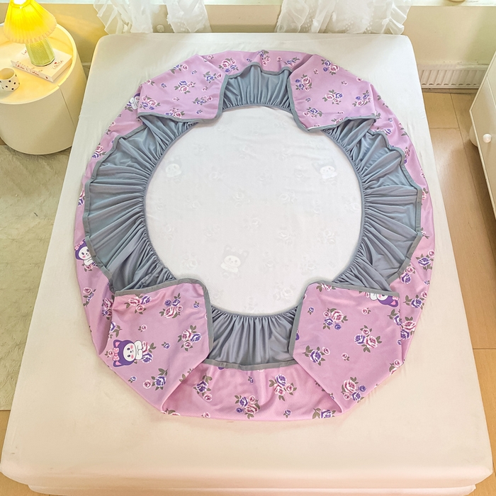 91家纺网 家纺一手货源 找家纺 慕梵家居 2025新款冰豆豆斜纹数码印花床笠款凉席席子三件套 紫洛米