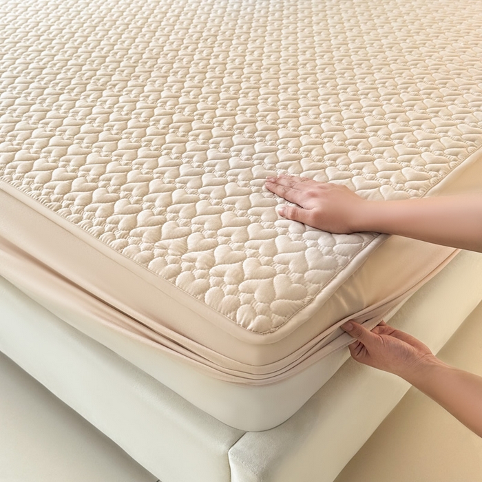 91家纺网 家纺一手货源 找家纺 茗婷家纺 2025新款夹棉防水单床笠供外贸跨境亚马逊 米驼夹棉