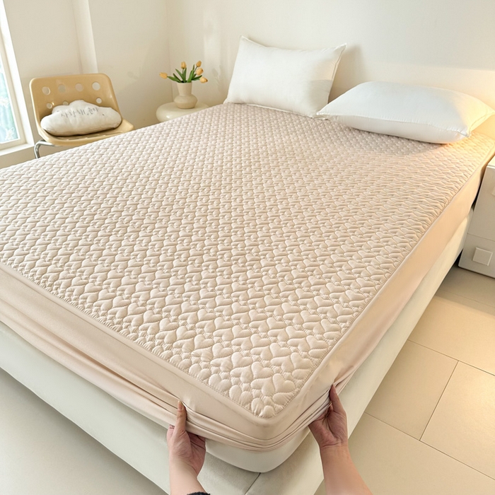 91家纺网 家纺一手货源 找家纺 茗婷家纺 2025新款夹棉防水单床笠供外贸跨境亚马逊 米驼夹棉