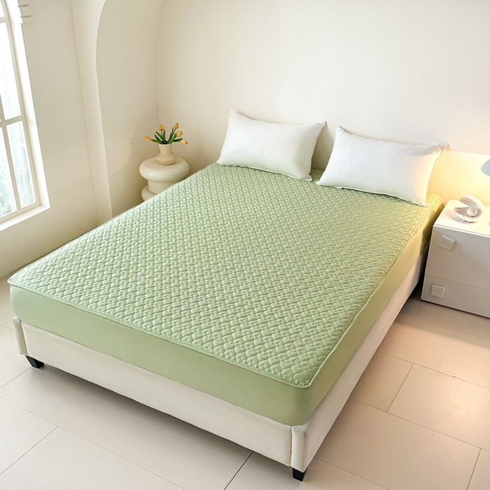 91家纺网 家纺一手货源 找家纺 茗婷家纺 2025新款夹棉防水单床笠供外贸跨境亚马逊 浅豆绿夹棉