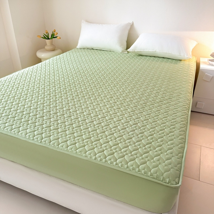 91家纺网 家纺一手货源 找家纺 茗婷家纺 2025新款夹棉防水单床笠供外贸跨境亚马逊 浅豆绿夹棉