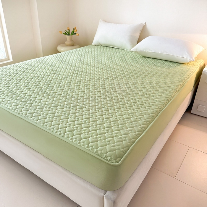 91家纺网 家纺一手货源 找家纺 茗婷家纺 2025新款夹棉防水单床笠供外贸跨境亚马逊 浅豆绿夹棉