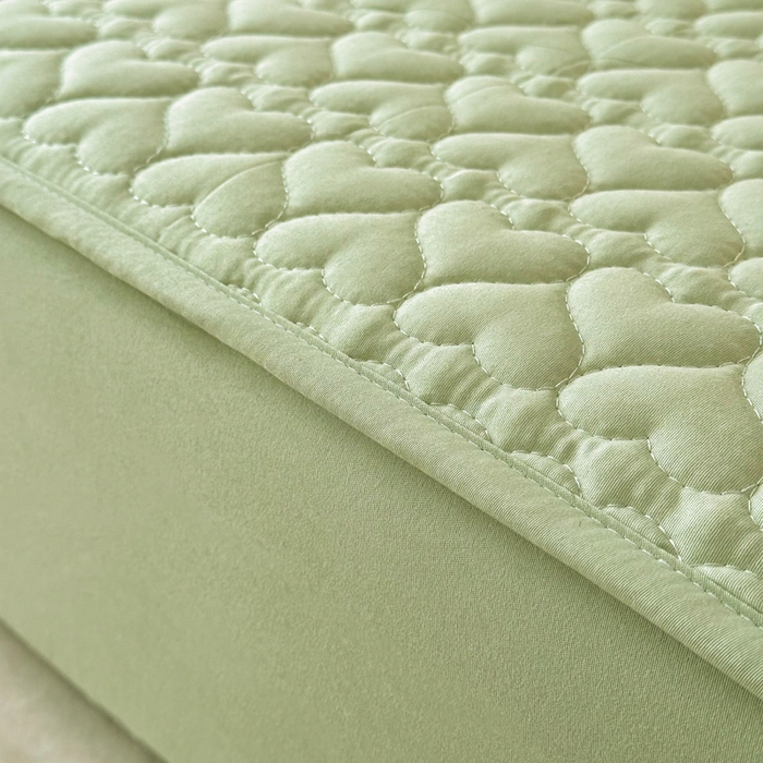 91家纺网 家纺一手货源 找家纺 茗婷家纺 2025新款夹棉防水单床笠供外贸跨境亚马逊 浅豆绿夹棉