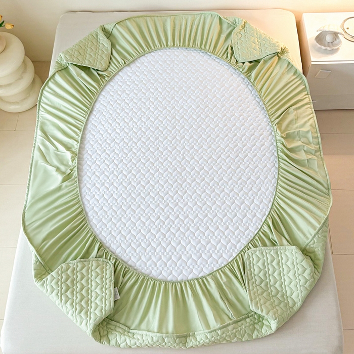 91家纺网 家纺一手货源 找家纺 茗婷家纺 2025新款夹棉防水单床笠供外贸跨境亚马逊 浅豆绿夹棉