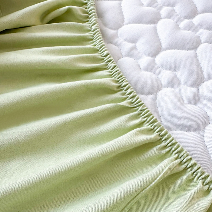 91家纺网 家纺一手货源 找家纺 茗婷家纺 2025新款夹棉防水单床笠供外贸跨境亚马逊 浅豆绿夹棉