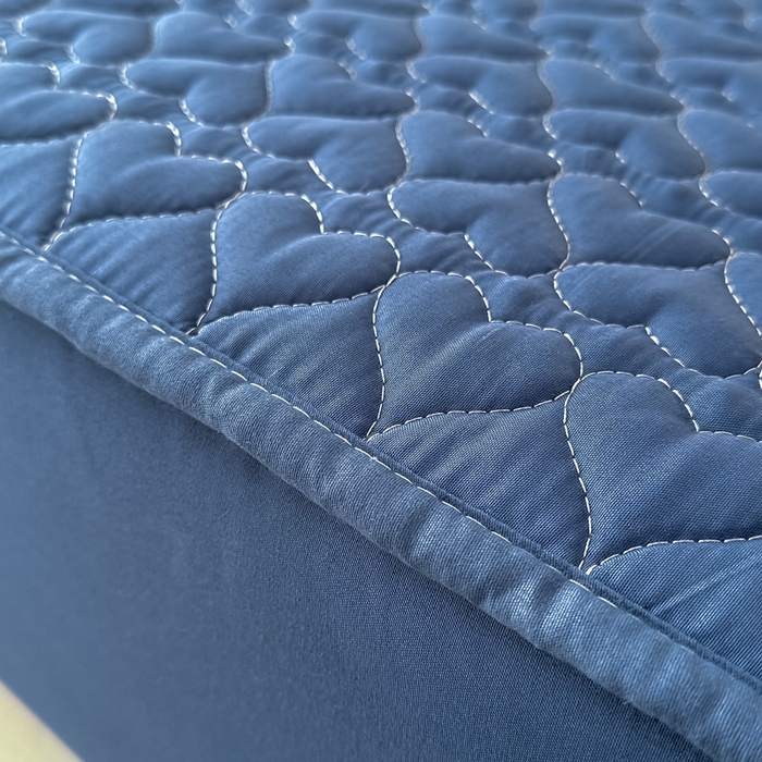 91家纺网 家纺一手货源 找家纺 茗婷家纺 2025新款夹棉防水单床笠供外贸跨境亚马逊 深蓝夹棉