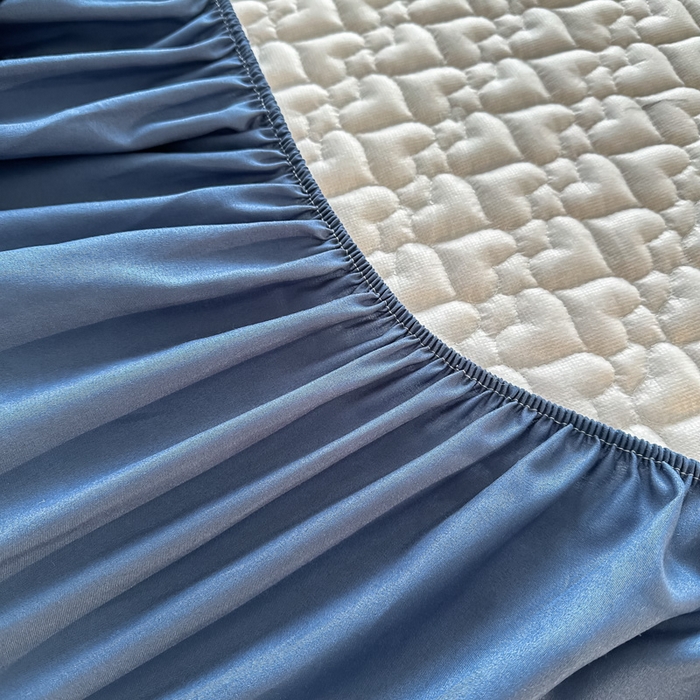 91家纺网 家纺一手货源 找家纺 茗婷家纺 2025新款夹棉防水单床笠供外贸跨境亚马逊 深蓝夹棉