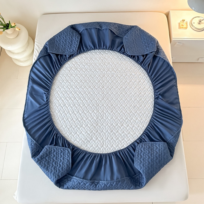 91家纺网 家纺一手货源 找家纺 茗婷家纺 2025新款夹棉防水单床笠供外贸跨境亚马逊 深蓝夹棉