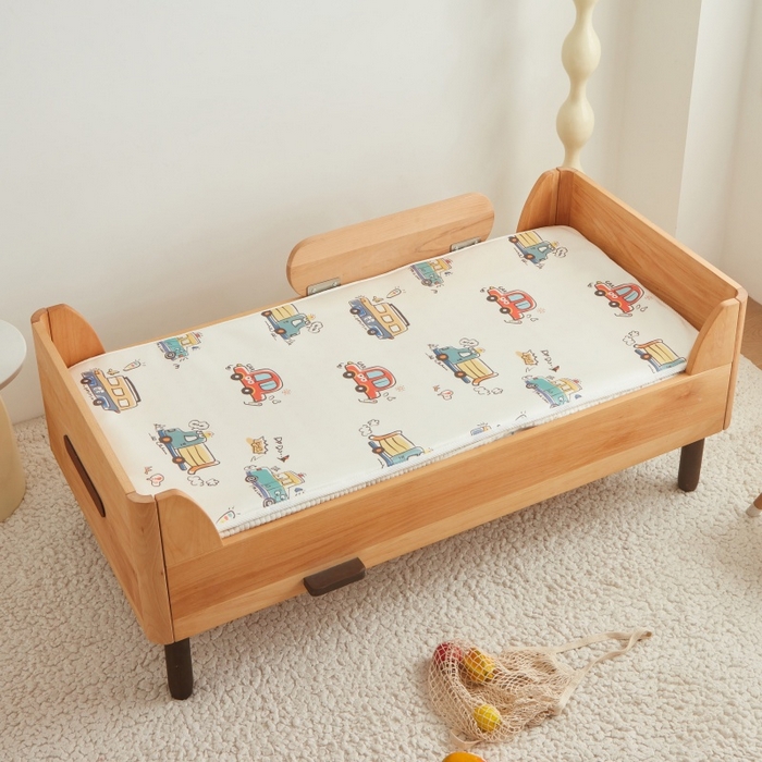 91家纺网 家纺一手货源 找家纺 艾佳宝贝 2025春夏A类多动能儿童双面床垫冰丝凉席 巴士汽车